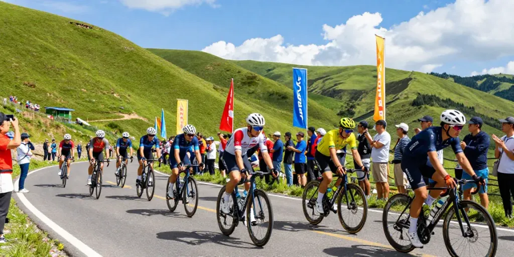 Exciting cycling event showcasing squadre ciclismo with athletes racing through scenic landscapes.