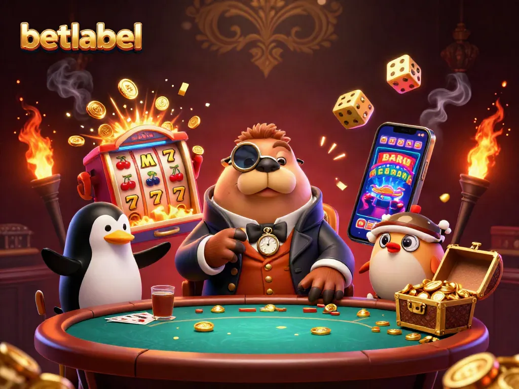 Experience the excitement of betting with betlabel in this lively underwater casino scene featuring unique characters.